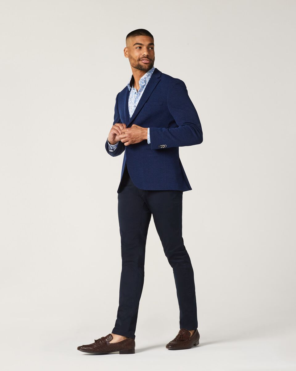 Mens White/Blue Long Sleeve Floral Dress Shirt